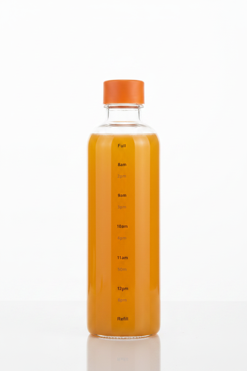 500ml Glass Water Bottle with Time
Markers Orange