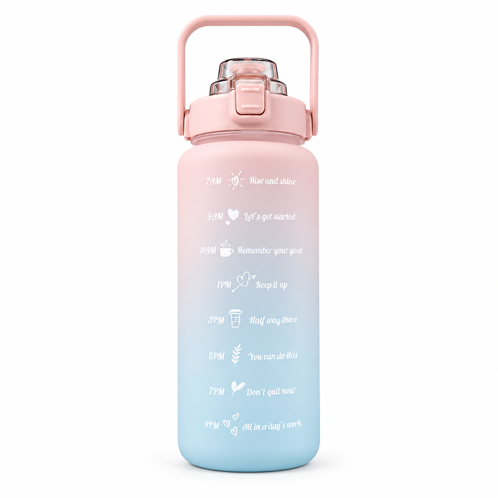 Pink HydraTrack bottle on a clean studio background
