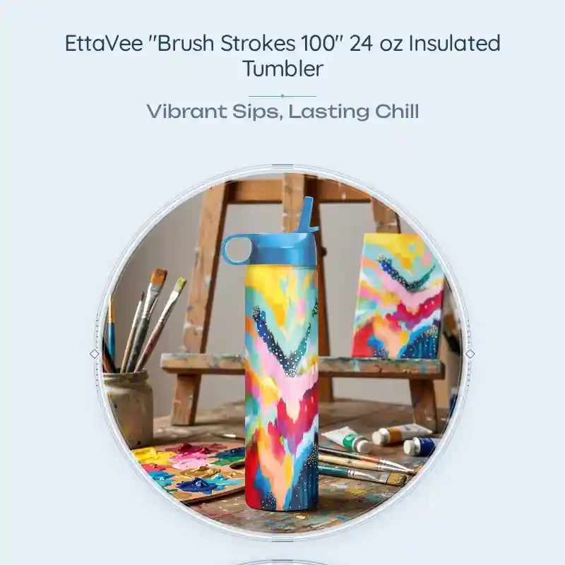 EttaVee "Brush Strokes 100" 24 oz Insulated Tumbler by@Outfy
