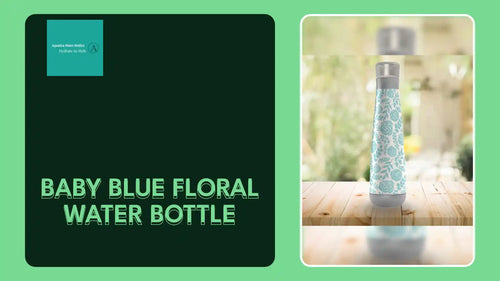 Baby Blue Floral Water Bottle by@Outfy