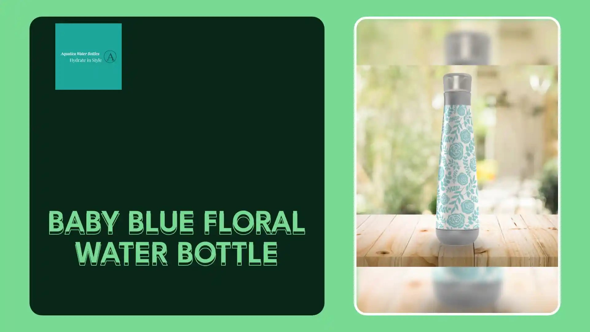 Baby Blue Floral Water Bottle by@Outfy