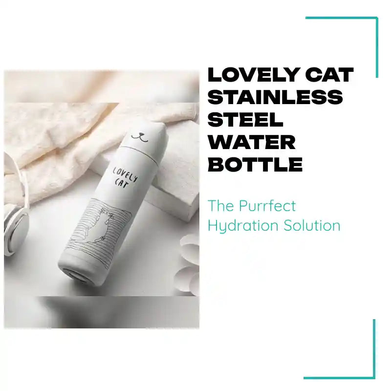Lovely Cat Stainless Steel Water Bottle by@Outfy