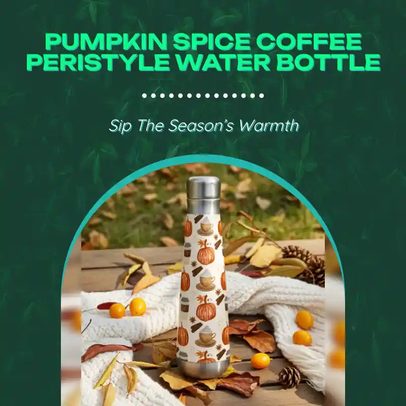 Pumpkin Spice Coffee Peristyle Water Bottle by@Outfy