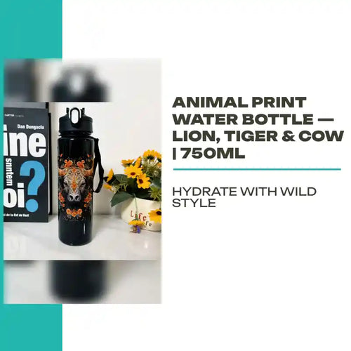 Animal Print Water Bottle &mdash; Lion, Tiger &amp; Cow | 750ml by@Outfy