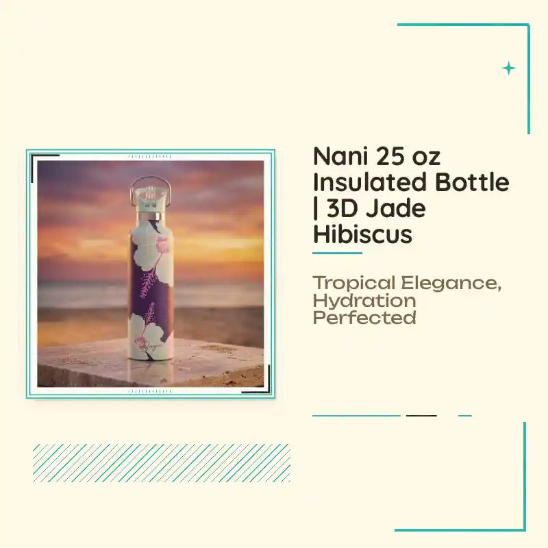 Nani 25 oz Insulated Bottle | 3D Jade Hibiscus by@Outfy