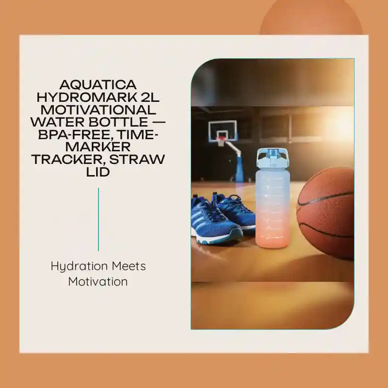 Aquatica HydroMark 2L Motivational Water Bottle &mdash; BPA-Free, Time-Marker Tracker, Straw Lid by@Outfy