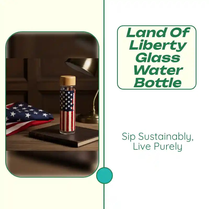 Land of Liberty Glass Water Bottle by@Outfy