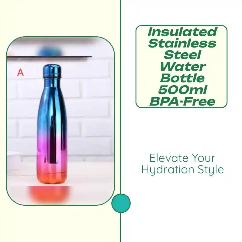 Insulated Stainless Steel Water Bottle 500ml BPA-free by@Outfy