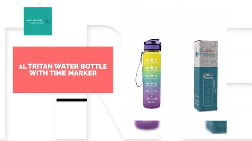 1L Tritan Water Bottle With Time Marker by@Outfy