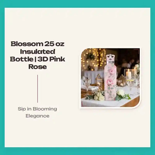Blossom 25 oz Insulated Bottle | 3D Pink Rose by@Outfy