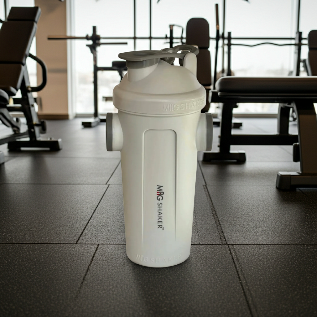 Mag Shaker (Upgraded Lid Included) in a gym with pane glass windows