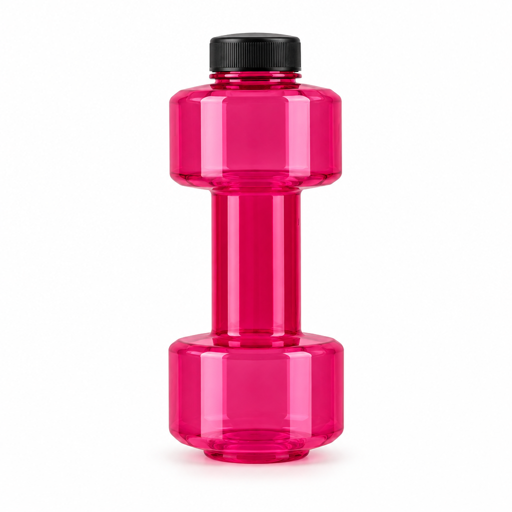 Red dumbbell water bottle
