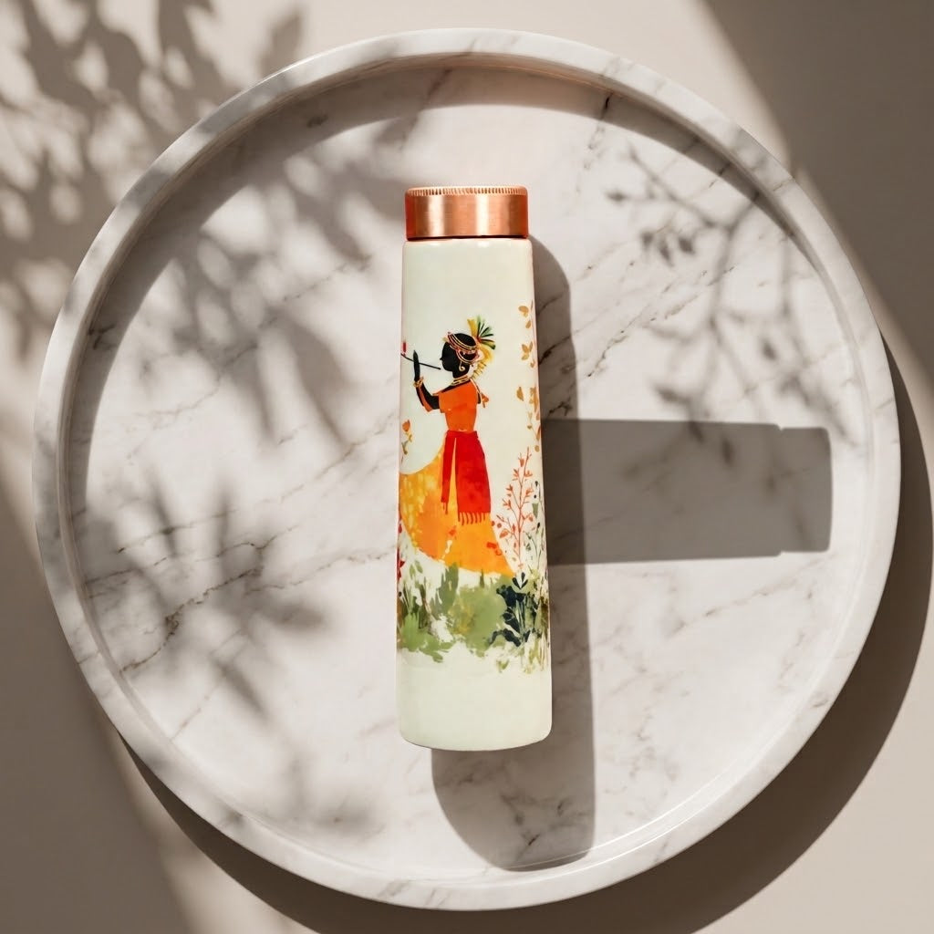 Sowpeace Divine Harmony Copper Bottle on a marble plate