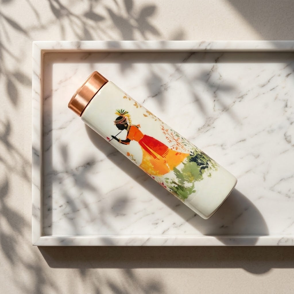 Sowpeace Divine Harmony Copper Bottle on a marble tray