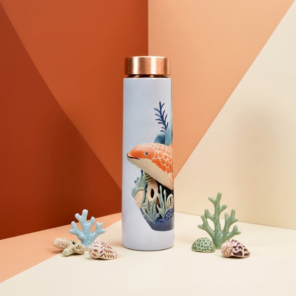 Sowpeace Aqua Mystique Copper Bottle with seashells in a multicolor setting