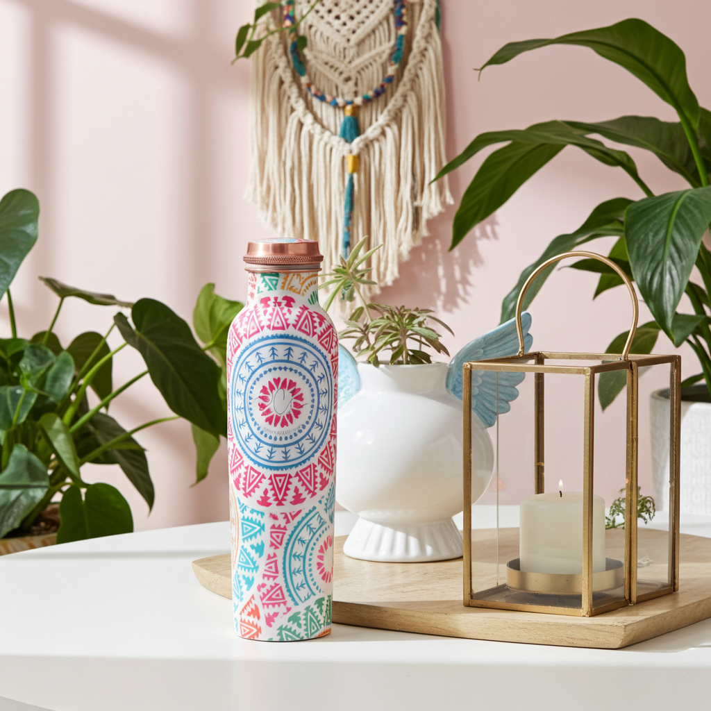 Mandala Copper Water Bottle – 1000ml