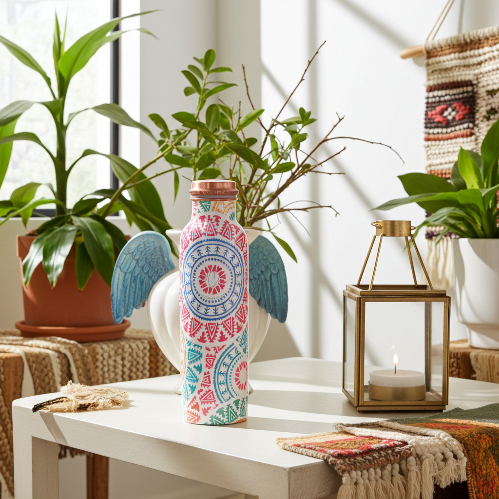 Mandala Copper Water Bottle – 1000ml