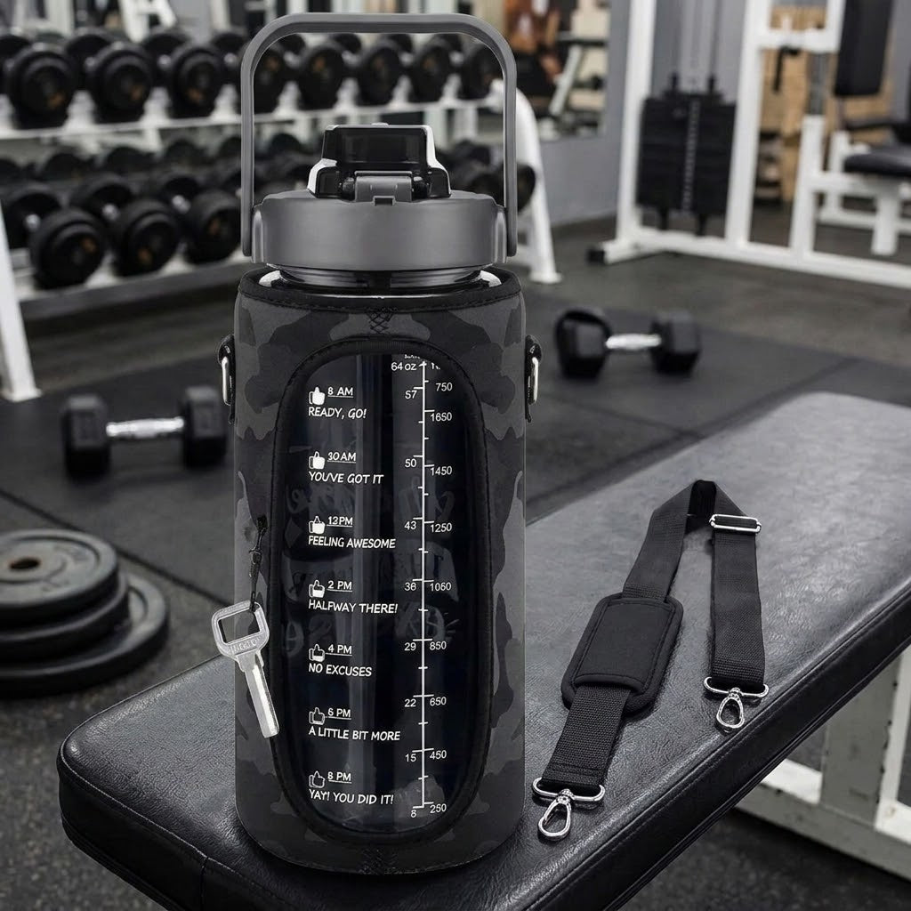 2L Motivational Water Bottle with Straw Aquatica Water Bottles
