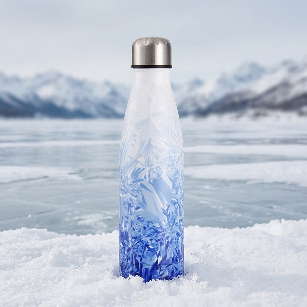 TempoSteel 500ml Insulated Water Bottle on the banks of an icy lake