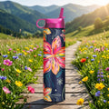 EttaVee "Bold Flowers" 24 oz Insulated Tumbler in a spring meadow